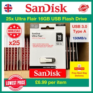 25x SanDisk Ultra Flair 16GB USB Flash Drive, Wholesale, FREE NEXT DAY DELIVERY - Picture 1 of 11