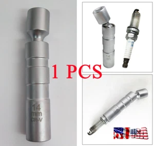 Car Universal 14mm 12Point Thin walled Swivel Spark Plug Socket Sleeve Tool 3/8" - Picture 1 of 12