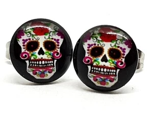 Pendientes de Calavera de Azúcar Adegy Day Of The Dead México Tatuaje Tatuaje Alternativo Gótico Reino Unido - Imagen 1 de 13