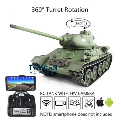 Henglong 1/16 7.0 Plastic Soviet T34/85 RC Tank 3909 360° Turret Gearbox FPV - Image 1 of 4