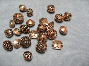 Large Miscellaneous Copper Fancy Beads 6 x 10 Saucer to 14mm Fancy Round - Picture 1 of 3