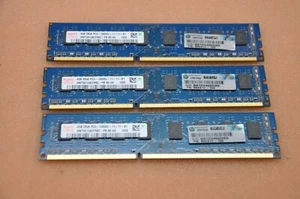 Lot of 3 HP 4GB RAM 2x8 PC3-12800U non-ECC Unbuffered CL11 Memory 655410-150 - Picture 1 of 1