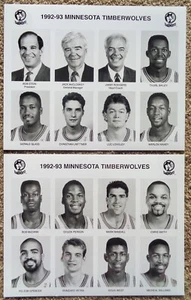 MINNESOTA TIMBERWOLVES 1992-93 MEDIA PHOTOS Compete Team Set 8x10 Laettner - Picture 1 of 3