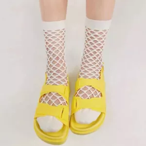 Women's Fishnet Hollow Out Socks Mid-calf Length Breathable Summer Harajuku - Picture 1 of 21