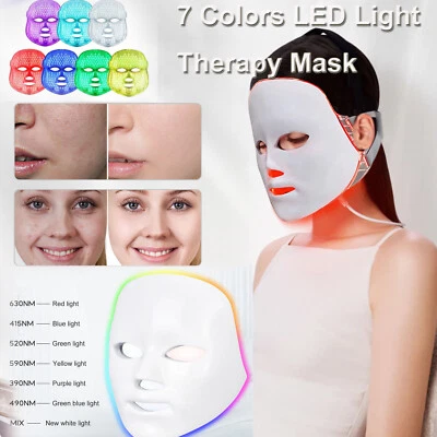 7 Colors LED Light Face Mask LED Photo Therapy Facial Rejuvenation Skin Care US - Image 1 of 4