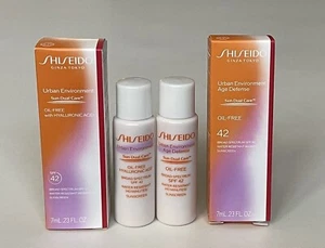 2x Shiseido Urban Environment Sun Dual Care Oil-Free HA SPF42 Mini 7ml each BNIB - Picture 1 of 7