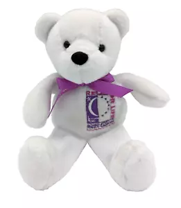 American Cancer Society Bean Bear Plush Relay For Life 2000 White Purple Vintage - Picture 1 of 9