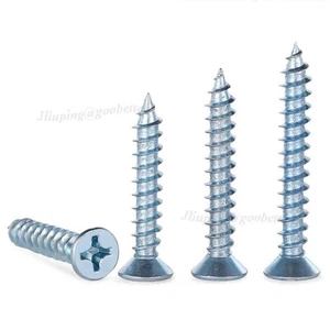 Tornillos autorroscantes avellanados Phillips M3 M4 M5 M6 tornillo para madera galvanizado azul - Imagen 1 de 6