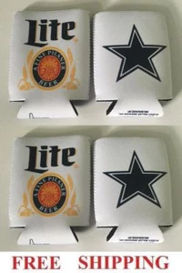 MILLER LITE NFL DALLAS COWBOYS 4 BEER CAN COOLER COOZIE COOLIE KOOZIE HUGGIE NEW - Picture 1 of 1