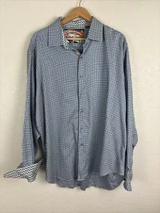 Camicia uomo Robert Graham con bottoni taglia 2X blu bianco pied de poule casual - Foto 1 di 10