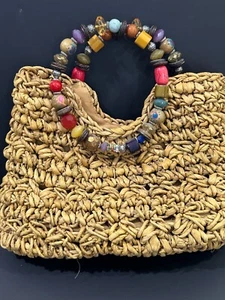 Capelli Straworld Inc Purse with MULI COLOR Beaded Handles - Picture 1 of 4