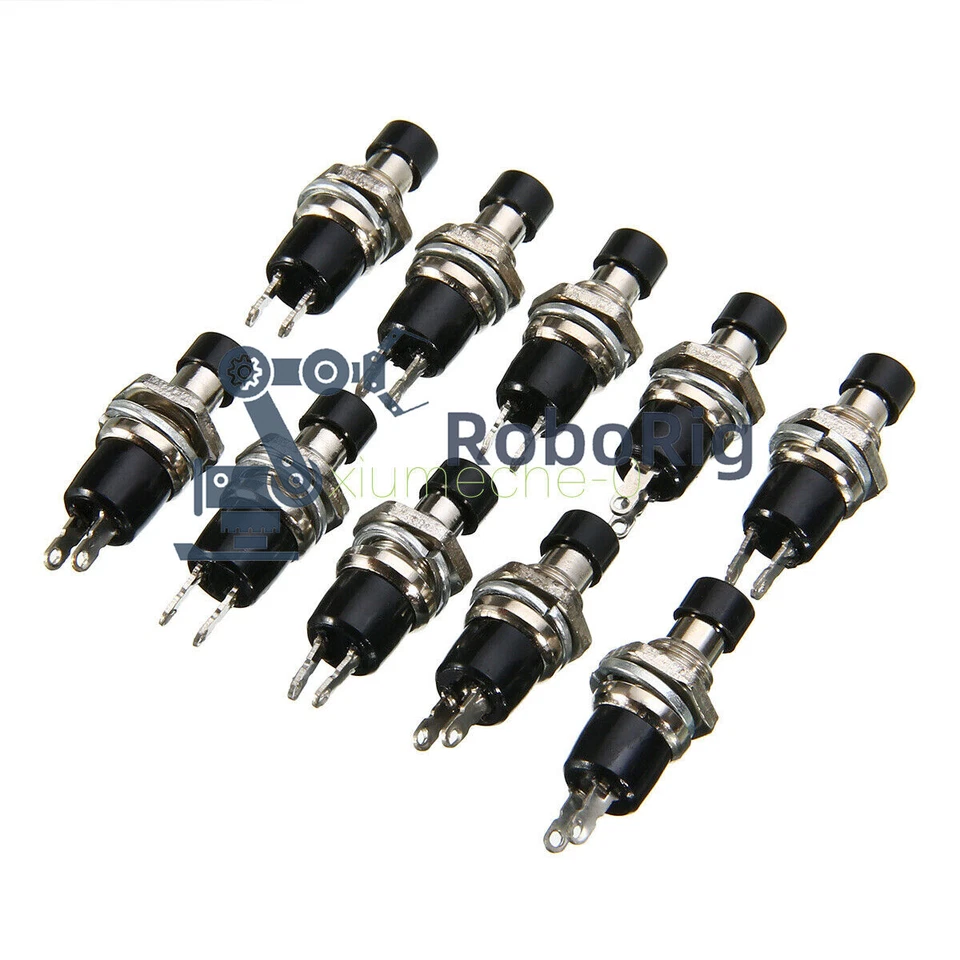 10PCS Black PBS-110 ON/OFF Push button Mini Lockless Momentary Switch - Image 1 of 4