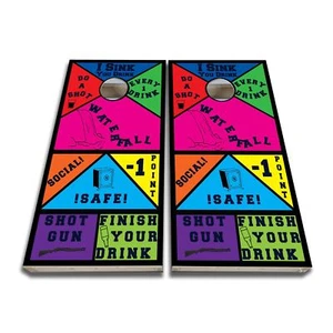 I Drink Game Laugh Throw Again Cornhole Board Wrap - Cornhole Board Skin - Bild 1 von 1