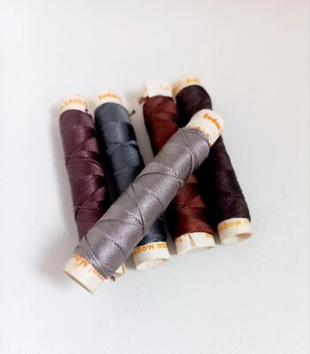 5 x VINTAGE SANSON 100% MAGNA SILK TORAL THREAD BROWN & GREY 10m each - Image 1 of 4