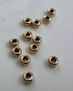 20 Stck. - 3 mm Rondell Zwischenring Perlen 1 mm Lochgröße Gelbgold gefüllt 14K (P4448) - Bild 1 von 7