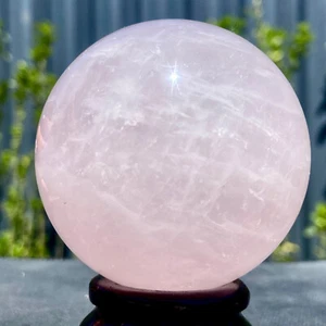 340G Large Natural Pink Rose Quartz Sphere Crystal Ball Reiki Healing - Picture 1 of 12
