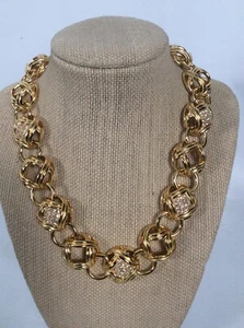 Stilvolle Statement Vintage Christian Dior Halbkugeln Strass goldfarben Halskette - Bild 1 von 7