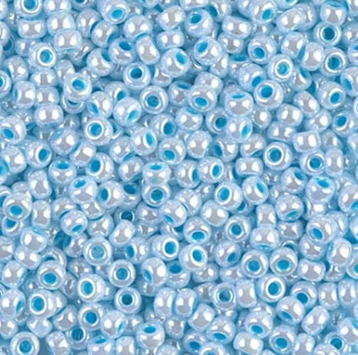 Miyuki Seed Beads 8/0 - Aqua-Lined White Pearl - Image 1 of 1