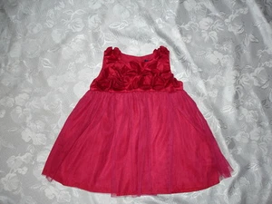 VINTAGE Girls BABY GAP Red DRESS Sz 6-12 Mos ~ Flowers - Picture 1 of 1