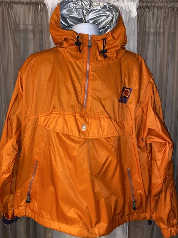 PHOENIX SUNS NBA Hoodie Nylon 1/4 Zip Men’s LARGE Zip Pockets Orange Front Pouch Cover