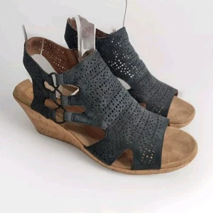 ROCKPORT Womens Wedge Size 9.5 Black 7cm Heel Comfort Shoes Genuine Leather VGC - Picture 1 of 12