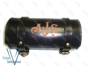 AJS Customized Genuine Black Leather Tool Roll Bag AJS Motorcycle - Picture 1 of 6