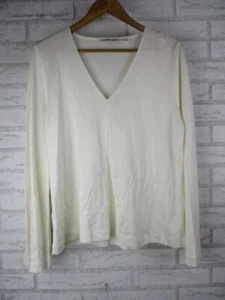 Country Road womens top blouse v-neck long sleeve L, 14 off white cream - Picture 1 of 12