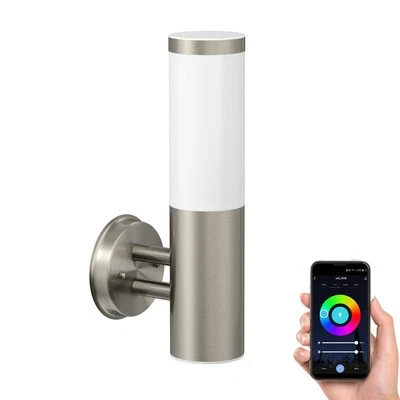 Applique murale PORU pour extérieur inox rond + LED Smart Home lampe RGBW 892lm - Photo 1/4