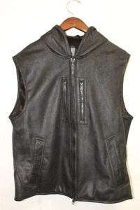 A/X Armani Exchange Mens Size Medium Black Hooded Zip Motorcycle Biker Vest - Picture 1 of 24