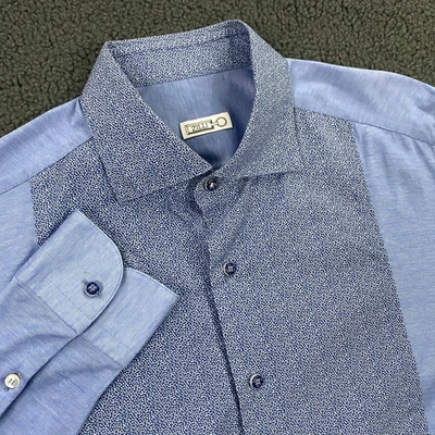 Camisa de vestir Zilli para hombre grande mezclada de algodón elástico formal hecha en Italia Foto 1 de 4