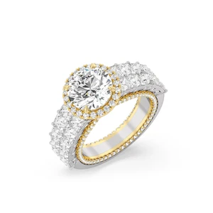 14k Multi Tone Gold Ring Lab Grown  Round Diamond 4.75 Ct IGI Black Friday Sale - Picture 1 of 9