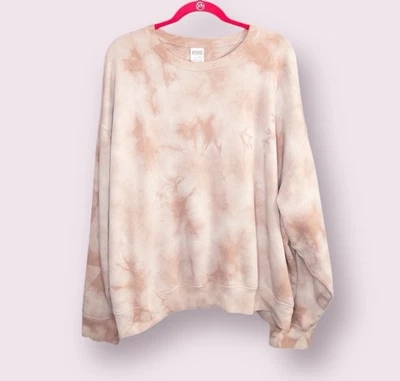 Victorias Secret ROSA Grande L Beige Marrón Tie Dye Sudadera Gran Tamaño Slouchy Foto 1 de 4