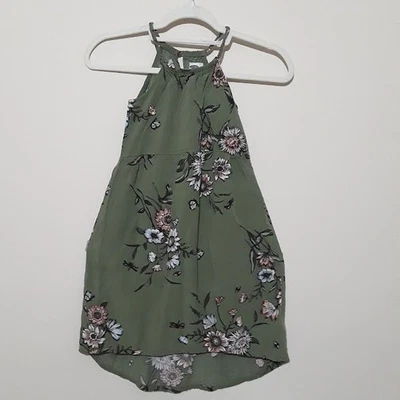 Old Navy Girls Green Floral Halter High Low Hem Summer Fall Dress Size S (6-7) - Image 1 of 3