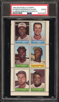 PSA 2 1964 estampillas Bazooka panel parcial #2 Willie Mays, Frank Robinson Foto 1 de 2