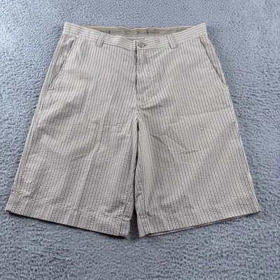 Tommy Bahama Seersucker Shorts Mens 34 Tan Striped Cotton Blend Golf Beach 11" - Image 1 of 4