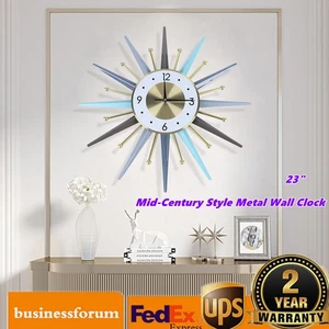 Simple Nordic Vintage Style Mid Century Starburst Wall Clock Wall Watch Decor - Picture 1 of 11