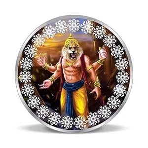 Moneda de plata pura 999 diseño colorido tradicional indio Narasimha 100 gm Q139 - Imagen 1 de 3