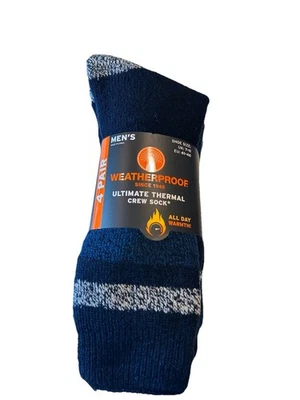 Weatherproof Men's Ultimate Thermal Crew Socks Brushed Lining Cushioned 4 Pairs - Image 1 of 2