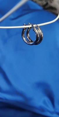 Aros de oro blanco 14K - caída de 3/4 pulgadas Foto 1 de 4