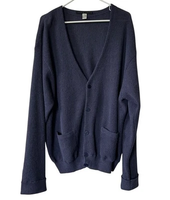 PERUVIAN Connection Pure Alpaca Cardigan Sweater Blue Mens XXL - Image 1 of 4