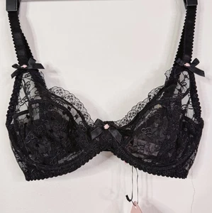 Sujetador de encaje negro Agent Provocateur Deziree 32DD NUEVO CON ETIQUETAS Lencería romántica sexy - Imagen 1 de 8