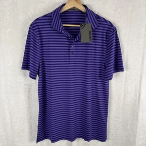 Polo golf uomo G/FORE traforata a righe viola taglia media nuova con etichetta - Foto 1 di 6