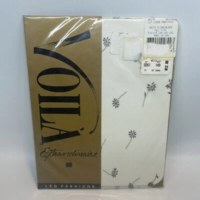 Pantimedias De Colección Años 90 Estampado Margarita Estampado Floral Blanco Negro Talla Alta Nuevas Foto 1 de 4