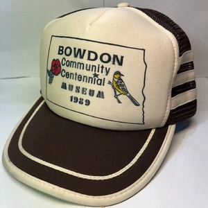 Bowdon Community Centennial Museum 1989 3 Stripe Tan/Brown Birds Flower Otto Hat - Picture 1 of 9