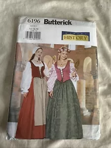 Butterick Pattern 6196 Making History Medieval Renaissance Dress Sz 12-16 - Picture 1 of 2