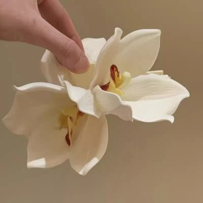 Grampo de cabelo artificial com garra de orquídea feminino coque cabeça traseira acessório de cabelo elegante - Imagem 1 de 4