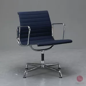 Vitra Aluminium chair EA 108 Besucherstuhl Bürostuhl mit blauem Stoff Bezug TOP - Bild 1 von 14