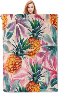 Watercolor Pineapple Blanket Gifts for Adults Kids Soft Warm Lightweight Cozy Tr - Picture 1 of 7