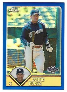 2003 Topps cromo refractor comercializado #086 Eddie Pérez Milwaukee Brewers BV $4 - Imagen 1 de 1