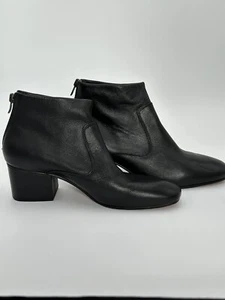 New Rachel Comey Size 7 Ankle Boots Luna Leather Black Back Zipper Block Heel - Picture 1 of 8